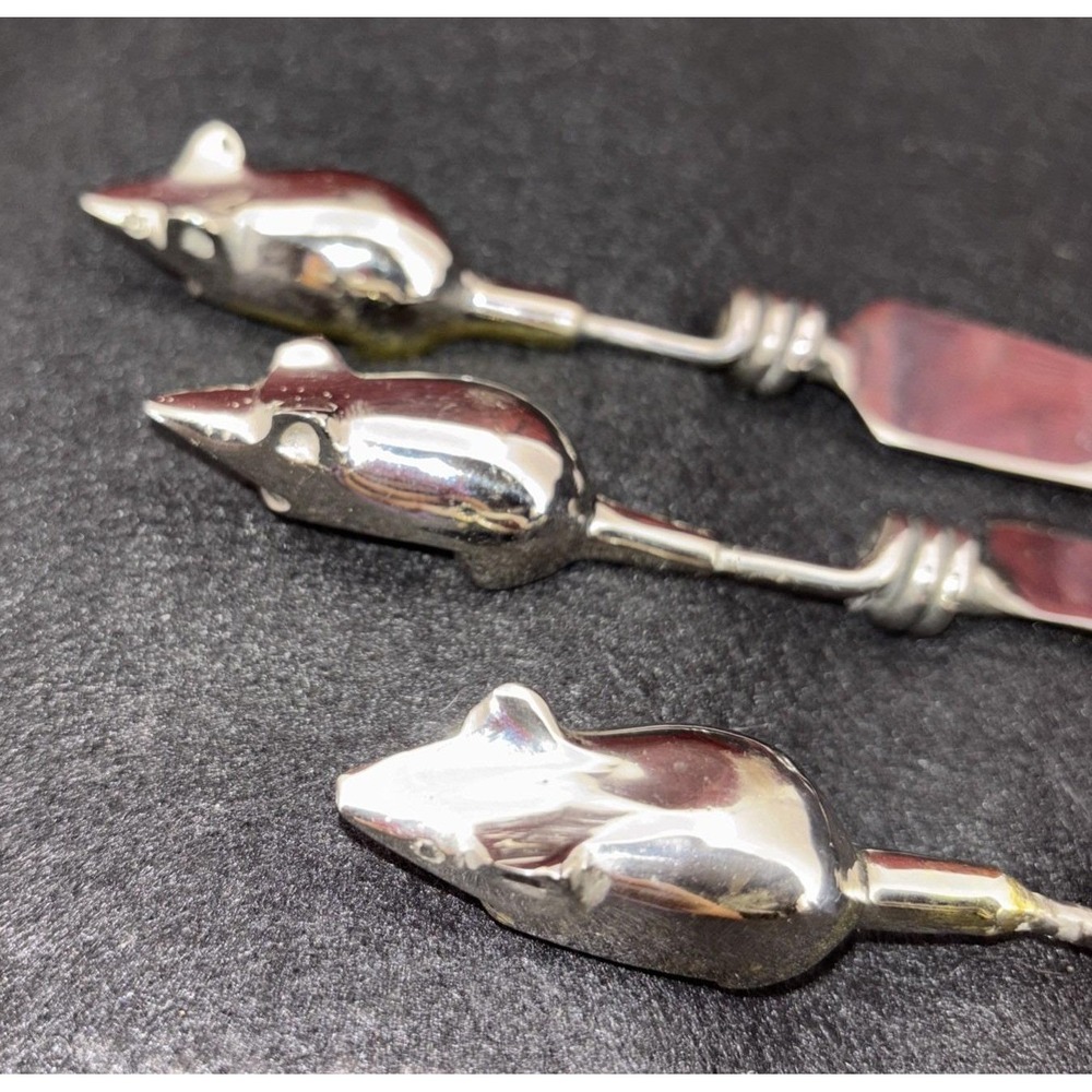 Wisteria Stainless Steel & Metal Mouse Handle Cheese Knife 3 Pc Set Orig Box